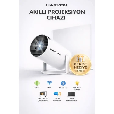 Harvox HY300 Pro Upgrade Projeksiyon Cihazı Taşınabilir Android Sistemli Wifi HDMI USB Destekli