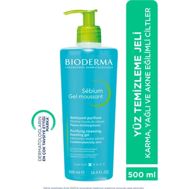 Bioderma Sebium Foaming Gel Yağlı ve Akneli Ciltler için Arındırıcı Temizleme Jeli 500