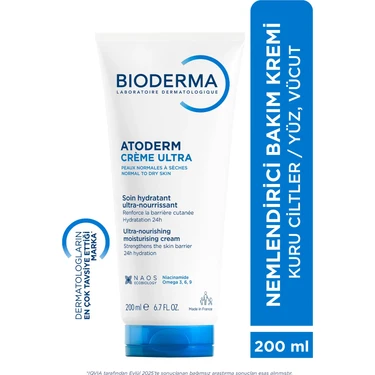 Bioderma Atoderm Cream Ultra Normal ve Kuru Ciltler için Nemlendirici Yüz ve Vücut Bakım Kremi 200