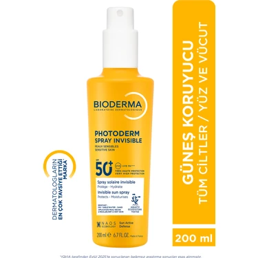 Bioderma Photoderm Spray Invisible SPF50+ Tüm Ciltler için Sprey Formda Yüksek Korumalı Güneş Kremi