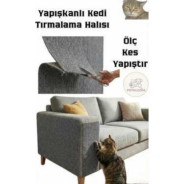 Petolojim Yapışkanlı Kedi Tırmalama Halısı (Kesilebilir Mobilya Koruyucu Mat) 100*30