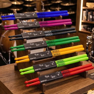 Midex GFK-801X 5A Bateri Baget Kırılmaz Polyemid Renkli Full Set Davul Bageti 5A Drumsticks 14