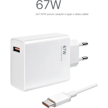 Neffo Type-C 67 Watt Turbo Hızlı Şarj Aleti Adaptör+Kablo(Set) 67W (Watt) Xiaomi Redmi Note