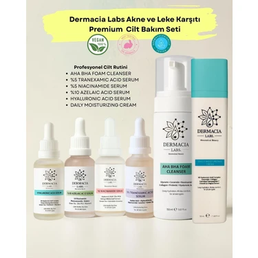 Dermacia Labs Akne ve Leke Karşıtı Premium Cilt Bakım Seti - %5 Traneksamik+%10 Azelaik+%5