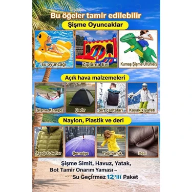 MAİN SHOP 12'li Paket Yatak ,bot  Tamir Onarım Yaması Şişme Simit, Havuz - Onarım Kiti