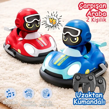 SmartFox Uzaktan Kumandalı Çarpışan Araba Seti 2’li Müzikli Işıklı USB Şarjlı Renkli