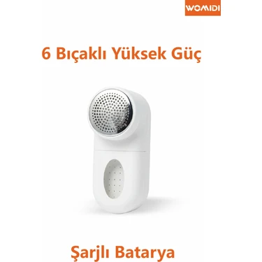 Şarjlı 6 Bıçaklı Tiftik Giderici Tüy Makinesi Kazak Giysi Elbise Temizleme Toplama Cihazı Womidi