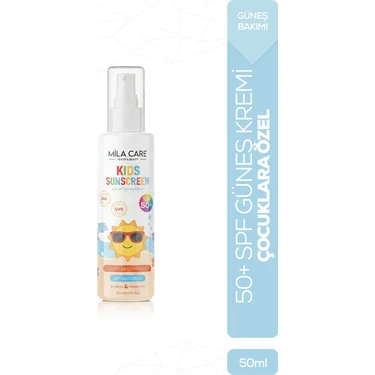 Mila Care Çocuklar Için 50+ Spf Yüksek Güneş Koruyucu Krem 50ML, Suya