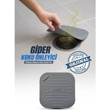 Omilife Gri Kare Silikon Gider Kapağı Koku Önleyici Lavabo Banyo Mutfak Gider Tıkacı 14.5