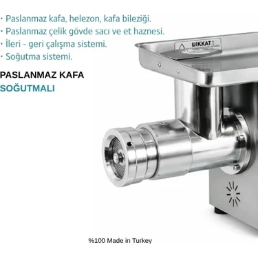 Bosfor No:22 Paslanmaz Kafa Soğutmalı Et Kıyma Makinesi 220V Fiyatı