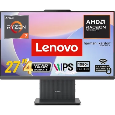 Lenovo ıdeacentre Aıo 27ARR9 Amd Ryzen 7-7735HS 16GB 1tb SSD Windows 11 Pro  27" Fhd Siyah All In