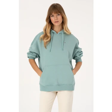 U.S. Polo Assn. Kadın Mint Şardonlu Kapüşonlu Sweatshırt