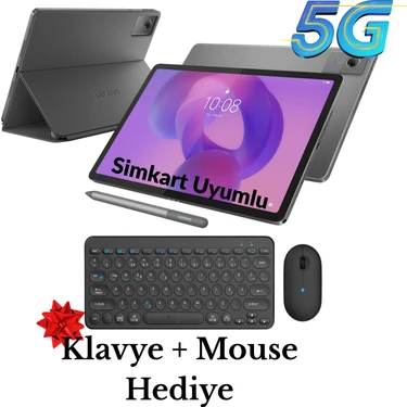 Lenovo Idea Tab 8gb 128GB 11 Inç 2.5k 500NITS 5g Sim Kartlı Tablet+Kalem+Kılıf Klavye Mouse Hediye