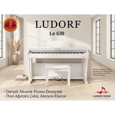 Ludorf Dijital Piyano Beyaz Le 630 Profesyonel Piyano Çekiç Aksiyon