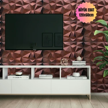 Bella Carpeti 3D Kabartmalı Yeni Nesil Pvc Duvar Paneli Elmas Model Eskitilmiş Bakır Rengi