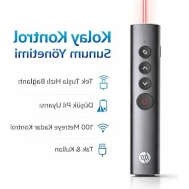 Cekar Store Hp SS10PRO Kablosuz Sunum Kumandası 2.4g Wireless USB Type-C Alıcı Laser Pointer Şarjlı