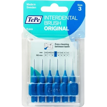 Tepe Arayüz Fırçası Yumuşak 0,6 mm 6'lı Mavi Blıster Hassas Diş Etleri İçin