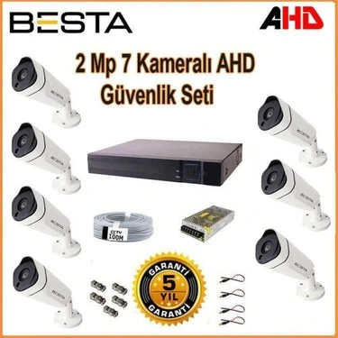 Almira Butik 2mp Ahd 1080P Gece Görüşlü 7 Kameralı Güvenlik Sistemi Su Geçirmez Kamera