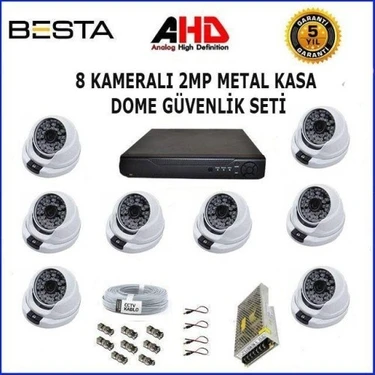 Almira Butik 2mp Ahd 1080P Gece Görüşlü 8 Kameralı Dome Güvenlik