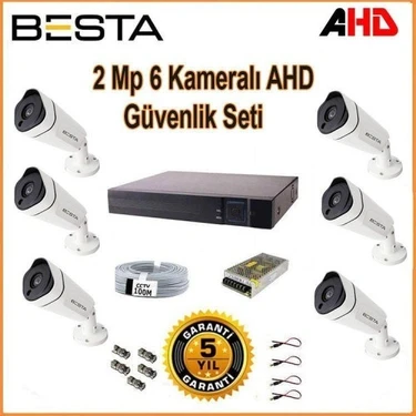 Almira Butik 2mp Ahd 1080P Gece Görüşlü 6 Kameralı Güvenlik