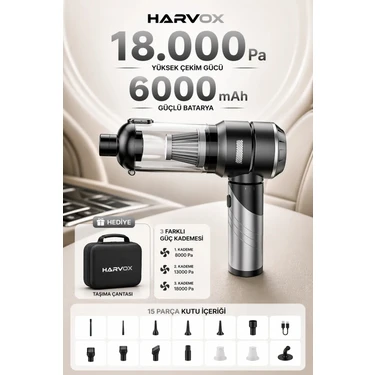 18000PA Güçlü Vakum Araç Süpürgesi Taşınabilir Çantalı 6000MAH Bataryalı Üflemeli