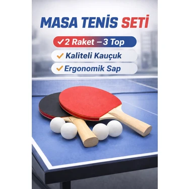 SameMerv Masa Tenisi Seti 2 Raket 3 Top - Ping Pong Raket