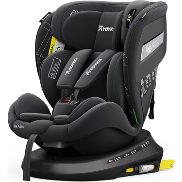 Yoyko Rich I-Size Alarmlı 360° Dönebilir Yatabilir 0-36 kg Oto Koltuğu Isofıx/sıp/latch