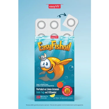 Easyvit EasyFishoil Omega3 ve Vitamin D Balık Yağı Çiğnenebilir 30
