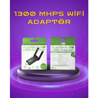 İlanib Ticaret Yüksek Hızlı 1200 Mbps Çift Bant USB Wifi Adaptör – Güçlü Sinyal, Geniş