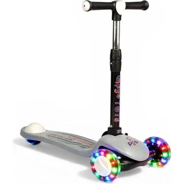 Pozart Pro Işıklı ve Katlanabilir LED Işıklı 3 Tekerlekli Çocuk Scooter 50KĞ Kapasite