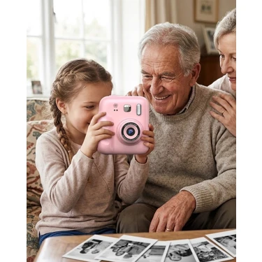 İlanib Ticaret Hd Ekranlı Çocuk Fotoğraf Makinesi Video Kayıt ve Baskı Kağıdı Kalem