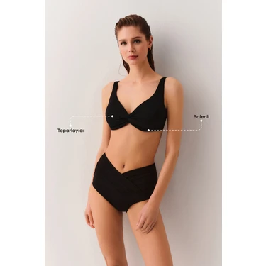 Suwen Önü Burgulu Balenli Toparlayıcı Bikini