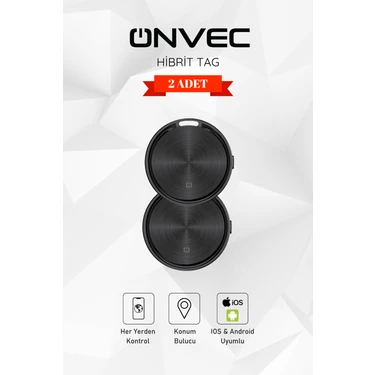Onvec Hybrid Smart Tag 2 Adet Ios Android Akıllı Eşya Bulucu Takip