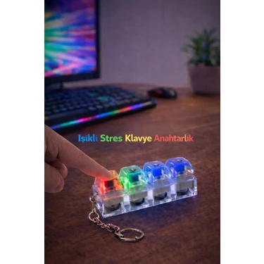 Güzelyüz Avm Işıklı Klavye Anahtarlık Karışık Renk Işıklı Klavye Click Sesli Stres Giderici