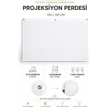 Harvox 100X150 cm Projeksiyon Perdesi Katlanabilir Taşınabilir Duvar Projeksiyon