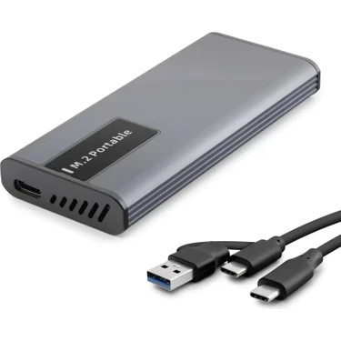 Uravas Store SSD Kutu Type-C 3.1 - Usb3.0 Ngff Alimünyum + Plastik M2 Chıp RTL9201R Rgb Gri