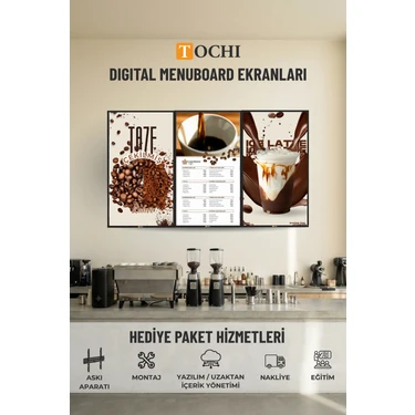 Tochi Digital Menu Board Ekran  Duvara Monte  Yüksek Parlaklık  FULL HD  7/24 Reklam & Vitrin