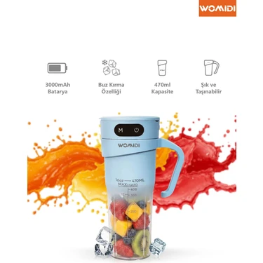 Şarjlı Taşınabilir Sporcu Blender Smoothie Blender 470 ml Kapasiteli Buz Kırıcı Kişisel Portatif