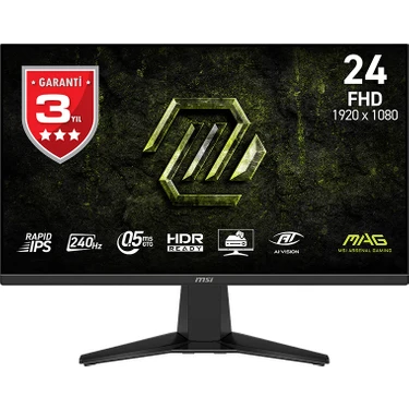 MSI 23.8 MAG 245F X24 1920x1080 (FHD) 16:9 FLAT RAPID IPS 240HZ 0.5MS (GtG Min.) FREESYNC PREMIUM