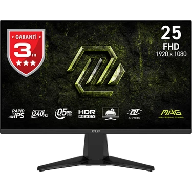MSI 24.5" MAG 255F X24 1920x1080 (FHD) 16:9 FLAT RAPID IPS 240HZ 0.5MS (GtG Min.) ADAPTIVE-SYNC