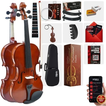 Midex CVL-742-TYS Profesyonel 1/2 Çocuk Kemanı Seti 8-10 Yaş (Yastık Tel Çanta Yay Susturucu