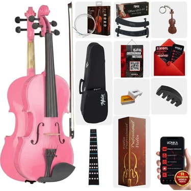 Midex HGA44PİNK-TYS Pembe 4/4 Tam Boy Keman Seti (Yetişkinler