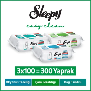 Sleepy Doğa Serisi Yüzey Temizlik Havlusu Mendili Çam+Okyanus+Dağ Esintisi 3x100 (300