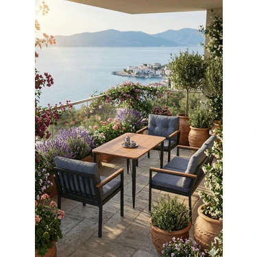 Evvon Bahçe Mobilyası Balkon Takımı Metal 2+1+1 Balkon Mobilyası Masa Takımı Mutfak Balkon Masası Bahçe Takımı — Hepsiburada ürün görseli