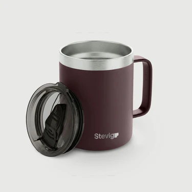 Stevig 1 Cap Daily Mug Kupa Çelik Termos 350 ml Dark Plum