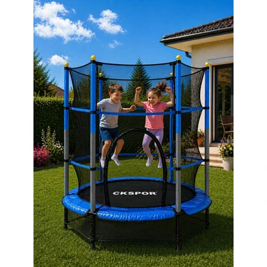 Ckspor Luxury 140 cm (55 Inç) Tam Boy Koruma Fileli Çocuk Trambolini Güvenlik Fileli