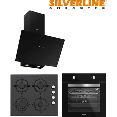 Silverline Flam 3481 - CS5335B02 - B06501B01 Siyah Cam Ankastre