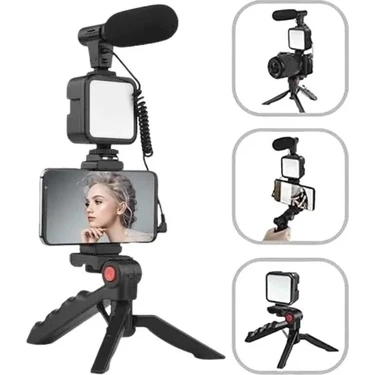 Nemere Ithalat Akıllı Telefon Vlog Kiti Tripod Mini Mikrofonlu Telefon
