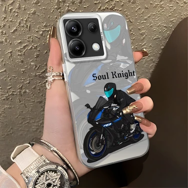 Ucuc Xiaomi Poco X6 Uyumlu Sert Akrilik Arka Silikon Kenar Lens Koruma Şık Baskı