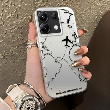 Ucuc Xiaomi Poco X6 Uyumlu Sert Akrilik Arka Silikon Kenar Lens Koruma Şık Baskı